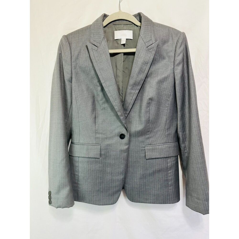 BOSS Hugo Boss Women's Career One Button Gray Pinstripe Jacket Jelenna Size 8
